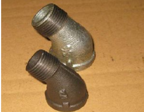 供应TFF美标出口玛钢管件---45度内外丝弯头