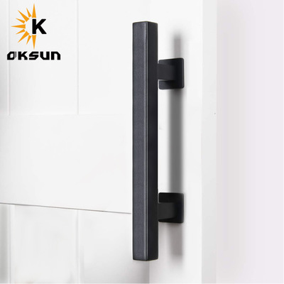 美式谷仓移门拉手 黑色磨砂双面室内木门通用 推拉门玻璃门把手