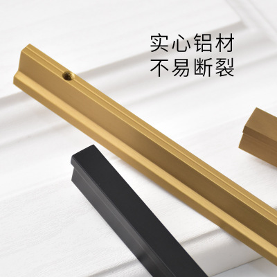 美式金色橱柜门拉手定制 铝合金黑色衣柜抽屉把手加长拉手批发