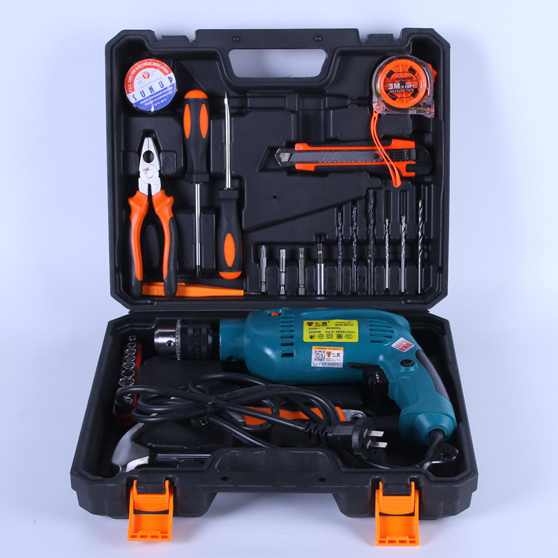 厂家直销新款网销组合套装 手电钻冲击钻多功能五金工具家用套装