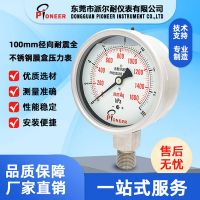 100mm径向耐震全不锈钢膜盒压力表 清洗机用不锈钢耐震膜盒压力表