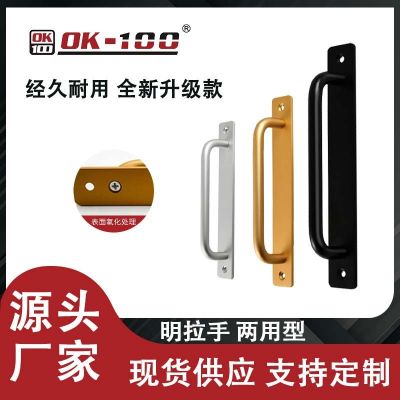 铝合金明装带螺丝门把手 现代简约鞋柜衣柜免钉胶柜门拉手批发