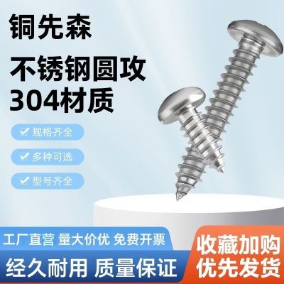 304不锈钢圆头十字槽自攻螺丝钉大全耐锈尖尾自贡螺丝钉m3 m4m5m6