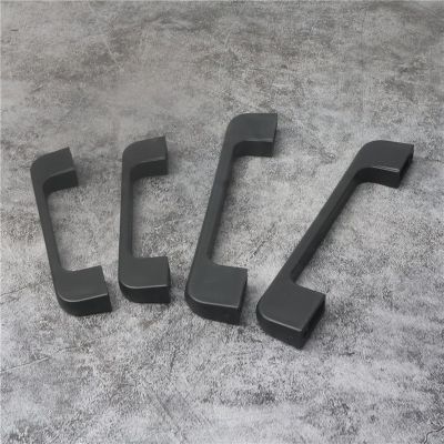 橱柜抽屉把手衣柜门极简约拉手轻奢黑色塑料双孔床头柜门把手拉手